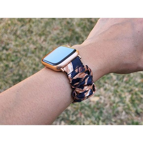 Leopard Scrunchie Watch Band for Fitbit Sense, Versa 3 2 1 Lite, Apple Watch - Picture 7 of 7